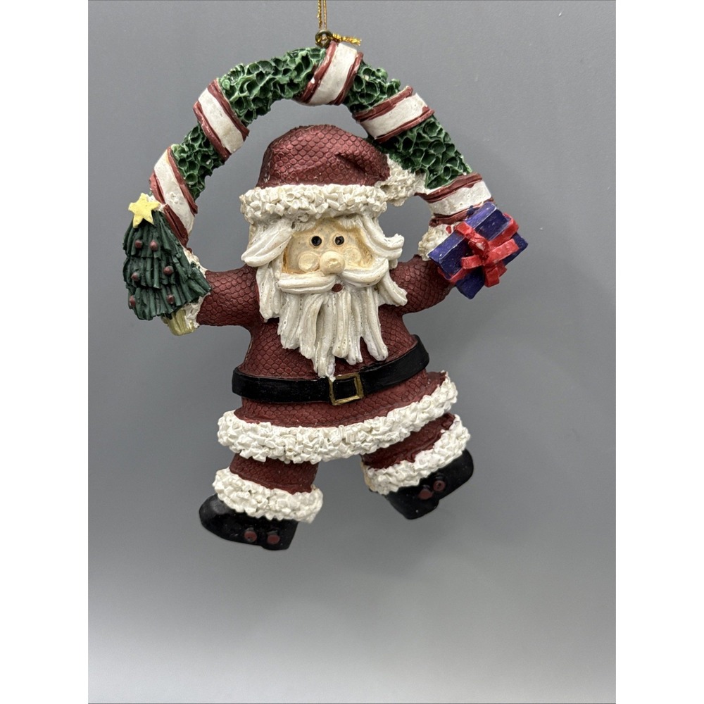 Vintage Christmas Ornament Santa Claus Baked Clay Dough Trim Garland